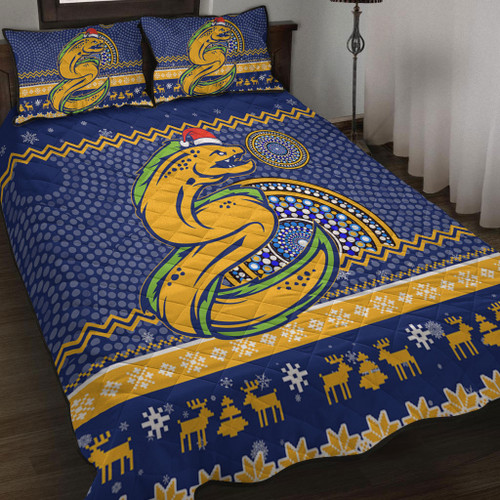 Parramatta Eels Quilt Bed Set - Australia Ugly Xmas With Aboriginal Patterns For Die Hard Fans