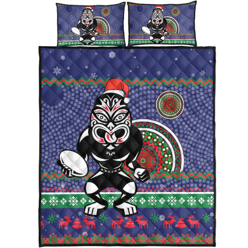 New Zealand Warriors Quilt Bed Set - Australia Ugly Xmas With Aboriginal Patterns For Die Hard Fans