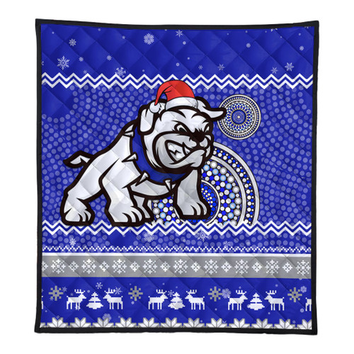 Canterbury-Bankstown Bulldogs Premium Quilt - Australia Ugly Xmas With Aboriginal Patterns For Die Hard Fans Canterbury-Bankstown Bulldogs Premium Quilt - Australia Ugly Xmas With Aboriginal Patterns For Die Hard Fans