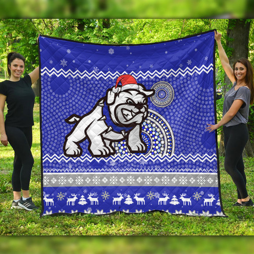 Canterbury-Bankstown Bulldogs Premium Quilt - Australia Ugly Xmas With Aboriginal Patterns For Die Hard Fans Canterbury-Bankstown Bulldogs Premium Quilt - Australia Ugly Xmas With Aboriginal Patterns For Die Hard Fans