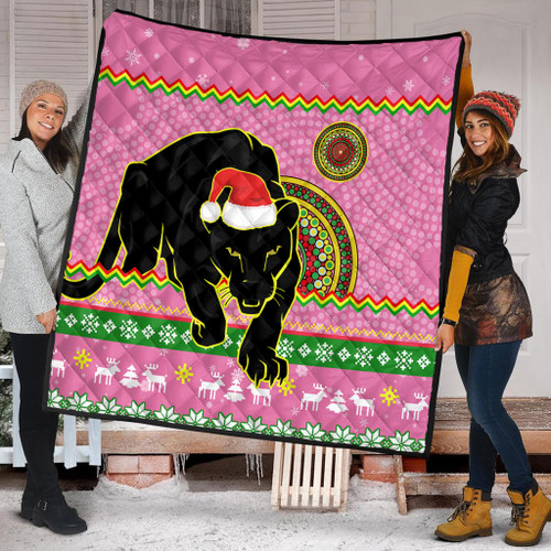 Penrith Panthers Premium Quilt - Australia Ugly Xmas With Aboriginal Patterns For Die Hard Fans