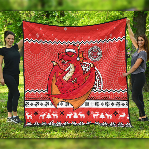 St. George Illawarra Dragons Premium Quilt - Australia Ugly Xmas With Aboriginal Patterns For Die Hard Fans St. George Illawarra Dragons Premium Quilt - Australia Ugly Xmas With Aboriginal Patterns For Die Hard Fans