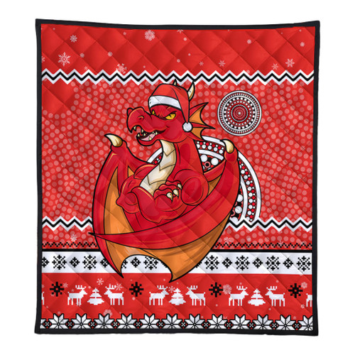 St. George Illawarra Dragons Premium Quilt - Australia Ugly Xmas With Aboriginal Patterns For Die Hard Fans St. George Illawarra Dragons Premium Quilt - Australia Ugly Xmas With Aboriginal Patterns For Die Hard Fans