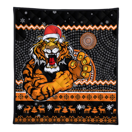 Wests Tigers Premium Quilt - Australia Ugly Xmas With Aboriginal Patterns For Die Hard Fans Wests Tigers Premium Quilt - Australia Ugly Xmas With Aboriginal Patterns For Die Hard Fans