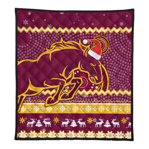 Brisbane Broncos Premium Quilt - Australia Ugly Xmas With Aboriginal Patterns For Die Hard Fans Brisbane Broncos Premium Quilt - Australia Ugly Xmas With Aboriginal Patterns For Die Hard Fans