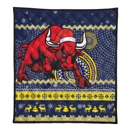 North Queensland Cowboys Premium Quilt - Australia Ugly Xmas With Aboriginal Patterns For Die Hard Fans North Queensland Cowboys Premium Quilt - Australia Ugly Xmas With Aboriginal Patterns For Die Hard Fans