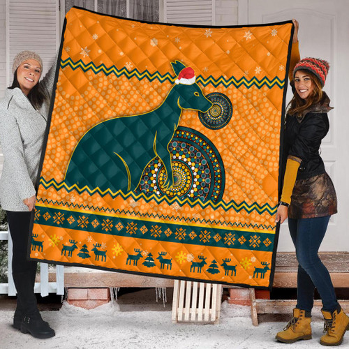 Wallabies Premium Quilt - Australia Ugly Xmas With Aboriginal Patterns For Die Hard Fans