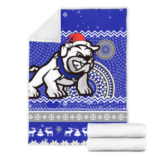 Canterbury-Bankstown Bulldogs Premium Blanket - Australia Ugly Xmas With Aboriginal Patterns For Die Hard Fans Canterbury-Bankstown Bulldogs Premium Blanket - Australia Ugly Xmas With Aboriginal Patterns For Die Hard Fans