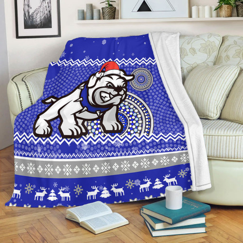 Canterbury-Bankstown Bulldogs Premium Blanket - Australia Ugly Xmas With Aboriginal Patterns For Die Hard Fans Canterbury-Bankstown Bulldogs Premium Blanket - Australia Ugly Xmas With Aboriginal Patterns For Die Hard Fans