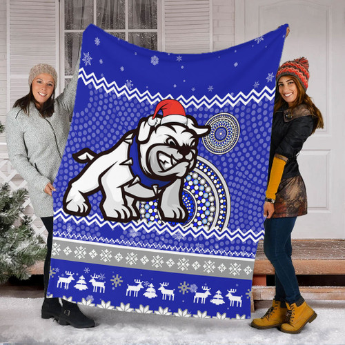 Canterbury-Bankstown Bulldogs Premium Blanket - Australia Ugly Xmas With Aboriginal Patterns For Die Hard Fans Canterbury-Bankstown Bulldogs Premium Blanket - Australia Ugly Xmas With Aboriginal Patterns For Die Hard Fans