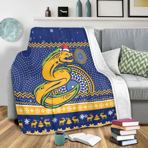Parramatta Eels Premium Blanket - Australia Ugly Xmas With Aboriginal Patterns For Die Hard Fans Parramatta Eels Premium Blanket - Australia Ugly Xmas With Aboriginal Patterns For Die Hard Fans