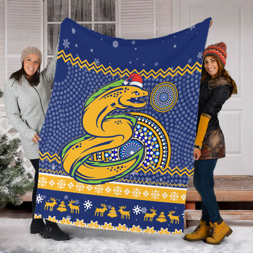 Parramatta Eels Premium Blanket - Australia Ugly Xmas With Aboriginal Patterns For Die Hard Fans Parramatta Eels Premium Blanket - Australia Ugly Xmas With Aboriginal Patterns For Die Hard Fans