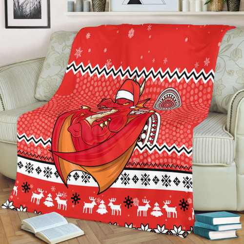 St. George Illawarra Dragons Premium Blanket - Australia Ugly Xmas With Aboriginal Patterns For Die Hard Fans