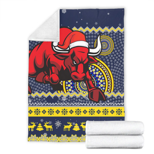 North Queensland Cowboys Premium Blanket - Australia Ugly Xmas With Aboriginal Patterns For Die Hard Fans North Queensland Cowboys Premium Blanket - Australia Ugly Xmas With Aboriginal Patterns For Die Hard Fans