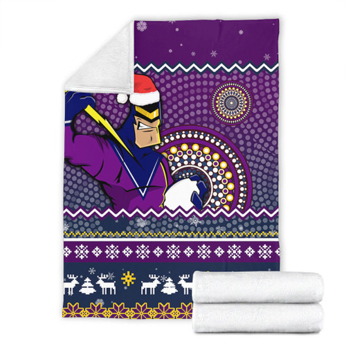 Melbourne Storm Premium Blanket - Australia Ugly Xmas With Aboriginal Patterns For Die Hard Fans Melbourne Storm Premium Blanket - Australia Ugly Xmas With Aboriginal Patterns For Die Hard Fans