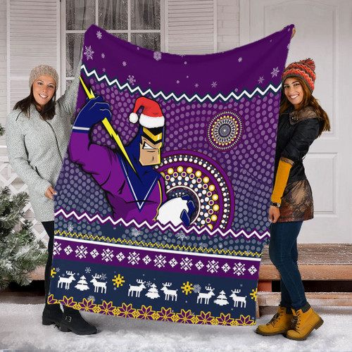 Melbourne Storm Premium Blanket - Australia Ugly Xmas With Aboriginal Patterns For Die Hard Fans Melbourne Storm Premium Blanket - Australia Ugly Xmas With Aboriginal Patterns For Die Hard Fans