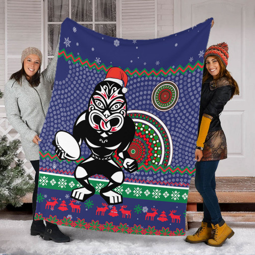 New Zealand Warriors Premium Blanket - Australia Ugly Xmas With Aboriginal Patterns For Die Hard Fans New Zealand Warriors Premium Blanket - Australia Ugly Xmas With Aboriginal Patterns For Die Hard Fans