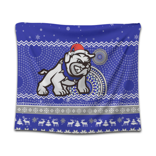 Canterbury-Bankstown Bulldogs Tapestry - Australia Ugly Xmas With Aboriginal Patterns For Die Hard Fans Canterbury-Bankstown Bulldogs Tapestry - Australia Ugly Xmas With Aboriginal Patterns For Die Hard Fans