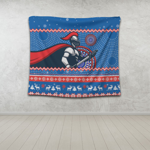 Newcastle Knights Tapestry - Australia Ugly Xmas With Aboriginal Patterns For Die Hard Fans