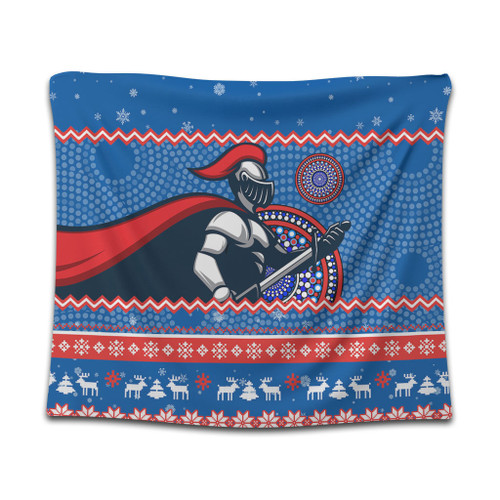Newcastle Knights Tapestry - Australia Ugly Xmas With Aboriginal Patterns For Die Hard Fans Newcastle Knights Tapestry - Australia Ugly Xmas With Aboriginal Patterns For Die Hard Fans