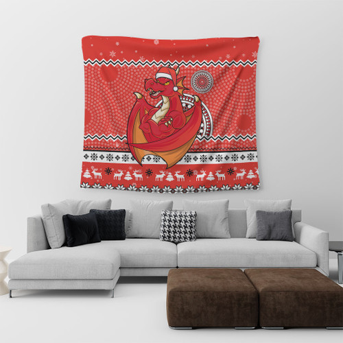 St. George Illawarra Dragons Tapestry - Australia Ugly Xmas With Aboriginal Patterns For Die Hard Fans St. George Illawarra Dragons Tapestry - Australia Ugly Xmas With Aboriginal Patterns For Die Hard Fans