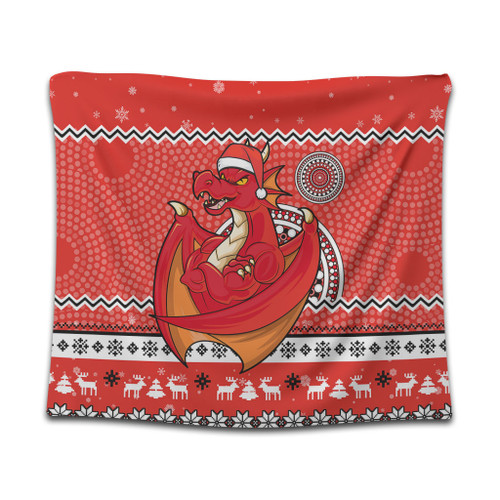 St. George Illawarra Dragons Tapestry - Australia Ugly Xmas With Aboriginal Patterns For Die Hard Fans St. George Illawarra Dragons Tapestry - Australia Ugly Xmas With Aboriginal Patterns For Die Hard Fans