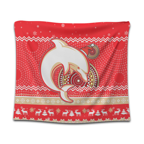 Redcliffe Dolphins Tapestry - Australia Ugly Xmas With Aboriginal Patterns For Die Hard Fans Redcliffe Dolphins Tapestry - Australia Ugly Xmas With Aboriginal Patterns For Die Hard Fans