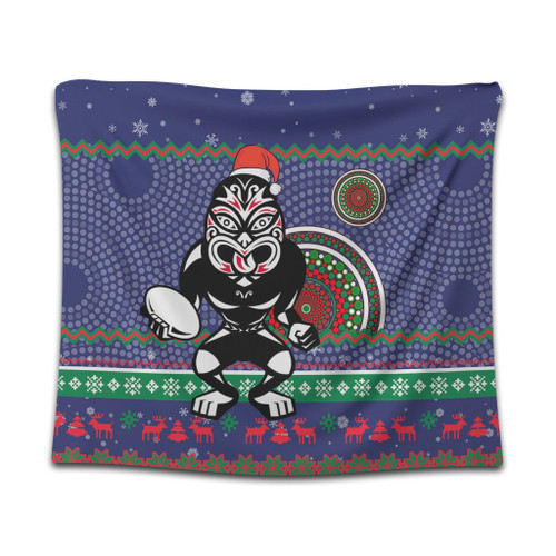 New Zealand Warriors Tapestry - Australia Ugly Xmas With Aboriginal Patterns For Die Hard Fans New Zealand Warriors Tapestry - Australia Ugly Xmas With Aboriginal Patterns For Die Hard Fans