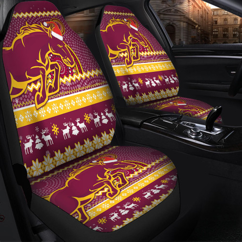 Brisbane Broncos Car Seat Covers - Australia Ugly Xmas With Aboriginal Patterns For Die Hard Fans