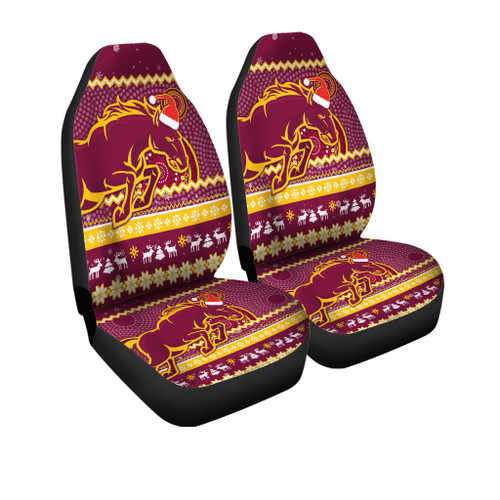 Brisbane Broncos Car Seat Covers - Australia Ugly Xmas With Aboriginal Patterns For Die Hard Fans Brisbane Broncos Car Seat Covers - Australia Ugly Xmas With Aboriginal Patterns For Die Hard Fans