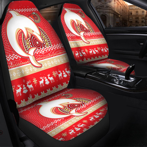 Redcliffe Dolphins Car Seat Covers - Australia Ugly Xmas With Aboriginal Patterns For Die Hard Fans