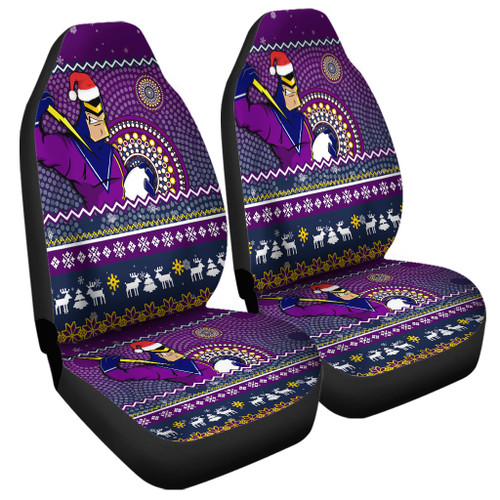 Melbourne Storm Car Seat Covers - Australia Ugly Xmas With Aboriginal Patterns For Die Hard Fans Melbourne Storm Car Seat Covers - Australia Ugly Xmas With Aboriginal Patterns For Die Hard Fans