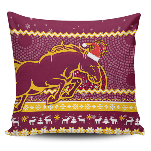 Brisbane Broncos Pillow Cover - Australia Ugly Xmas With Aboriginal Patterns For Die Hard Fans Brisbane Broncos Pillow Cover - Australia Ugly Xmas With Aboriginal Patterns For Die Hard Fans
