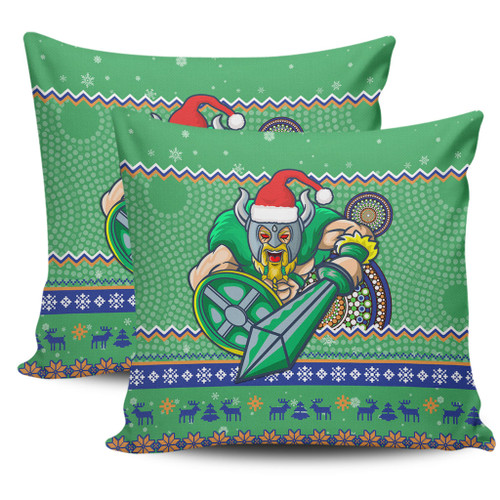 Canberra Raiders Pillow Cover - Australia Ugly Xmas With Aboriginal Patterns For Die Hard Fans