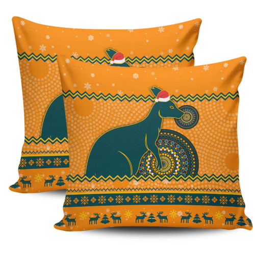 Wallabies Pillow Cover - Australia Ugly Xmas With Aboriginal Patterns For Die Hard Fans