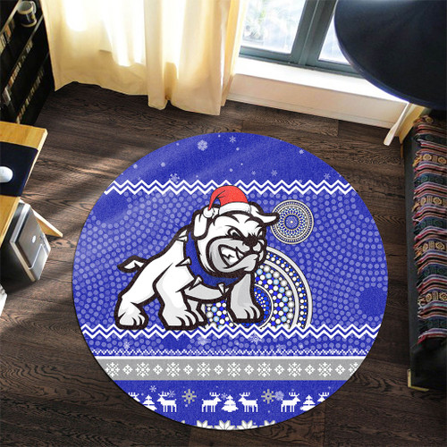 Canterbury-Bankstown Bulldogs Round Rug - Australia Ugly Xmas With Aboriginal Patterns For Die Hard Fans Canterbury-Bankstown Bulldogs Round Rug - Australia Ugly Xmas With Aboriginal Patterns For Die Hard Fans