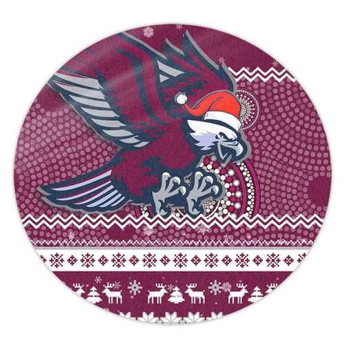 Manly Warringah Sea Eagles Round Rug - Australia Ugly Xmas With Aboriginal Patterns For Die Hard Fans Manly Warringah Sea Eagles Round Rug - Australia Ugly Xmas With Aboriginal Patterns For Die Hard Fans