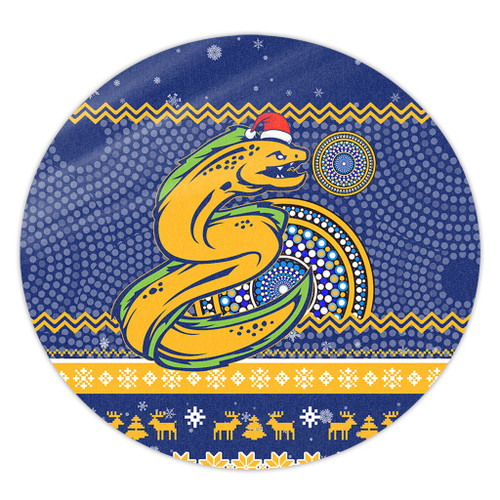 Parramatta Eels Round Rug - Australia Ugly Xmas With Aboriginal Patterns For Die Hard Fans Parramatta Eels Round Rug - Australia Ugly Xmas With Aboriginal Patterns For Die Hard Fans