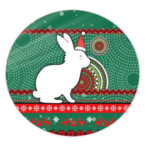 South Sydney Rabbitohs Round Rug - Australia Ugly Xmas With Aboriginal Patterns For Die Hard Fans