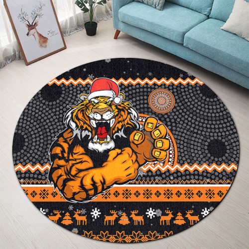 Wests Tigers Round Rug - Australia Ugly Xmas With Aboriginal Patterns For Die Hard Fans