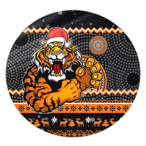 Wests Tigers Round Rug - Australia Ugly Xmas With Aboriginal Patterns For Die Hard Fans Wests Tigers Round Rug - Australia Ugly Xmas With Aboriginal Patterns For Die Hard Fans