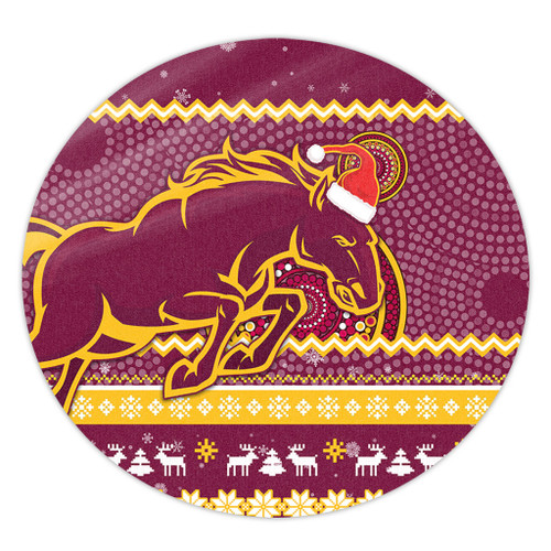 Brisbane Broncos Round Rug - Australia Ugly Xmas With Aboriginal Patterns For Die Hard Fans Brisbane Broncos Round Rug - Australia Ugly Xmas With Aboriginal Patterns For Die Hard Fans