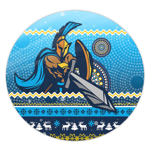 Gold Coast Titans Round Rug - Australia Ugly Xmas With Aboriginal Patterns For Die Hard Fans Gold Coast Titans Round Rug - Australia Ugly Xmas With Aboriginal Patterns For Die Hard Fans