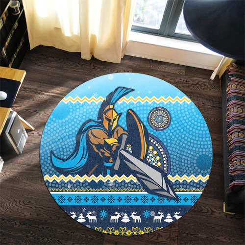 Gold Coast Titans Round Rug - Australia Ugly Xmas With Aboriginal Patterns For Die Hard Fans Gold Coast Titans Round Rug - Australia Ugly Xmas With Aboriginal Patterns For Die Hard Fans