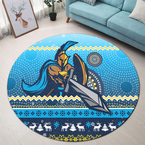 Gold Coast Titans Round Rug - Australia Ugly Xmas With Aboriginal Patterns For Die Hard Fans