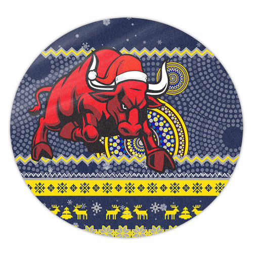 North Queensland Cowboys Round Rug - Australia Ugly Xmas With Aboriginal Patterns For Die Hard Fans North Queensland Cowboys Round Rug - Australia Ugly Xmas With Aboriginal Patterns For Die Hard Fans