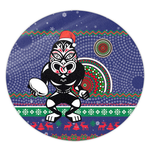 New Zealand Warriors Round Rug - Australia Ugly Xmas With Aboriginal Patterns For Die Hard Fans New Zealand Warriors Round Rug - Australia Ugly Xmas With Aboriginal Patterns For Die Hard Fans