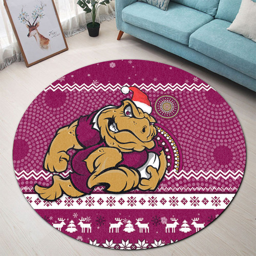 Queensland Round Rug - Australia Ugly Xmas With Aboriginal Patterns For Die Hard Fans