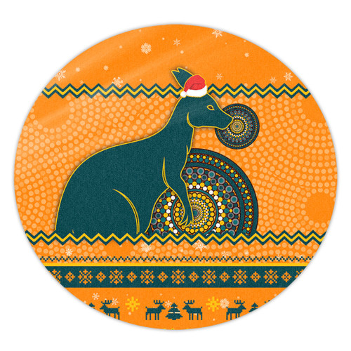 Wallabies Round Rug - Australia Ugly Xmas With Aboriginal Patterns For Die Hard Fans Wallabies Round Rug - Australia Ugly Xmas With Aboriginal Patterns For Die Hard Fans