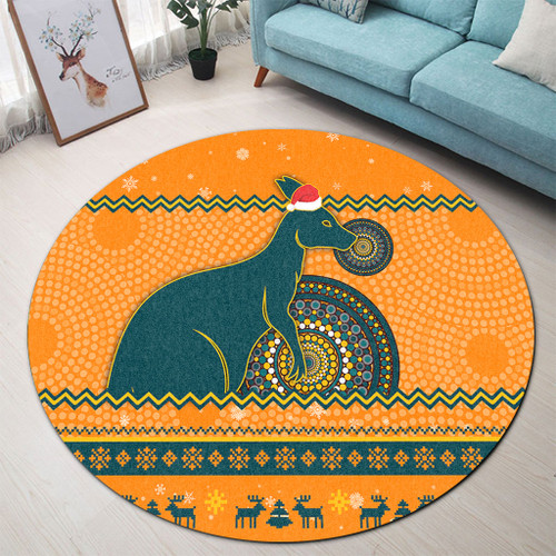 Wallabies Round Rug - Australia Ugly Xmas With Aboriginal Patterns For Die Hard Fans